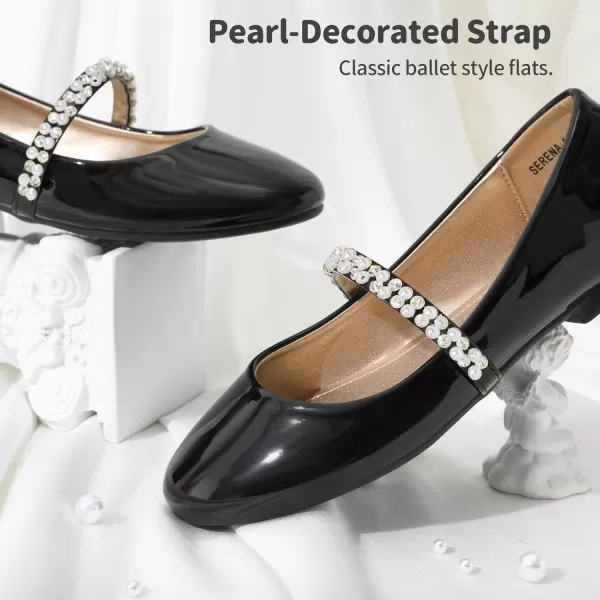 imageDREAM PAIRS Girls ToddlerLittle KidBig Kid Serena100 Mary Jane Ballerina Flat ShoesBlackPat