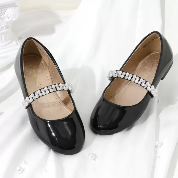 imageDREAM PAIRS Girls ToddlerLittle KidBig Kid Serena100 Mary Jane Ballerina Flat ShoesBlackPat