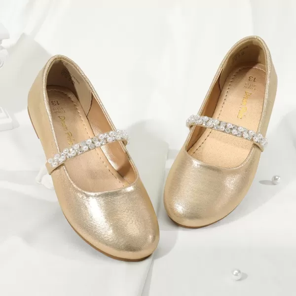 imageDREAM PAIRS Girls ToddlerLittle KidBig Kid Serena100 Mary Jane Ballerina Flat ShoesGold