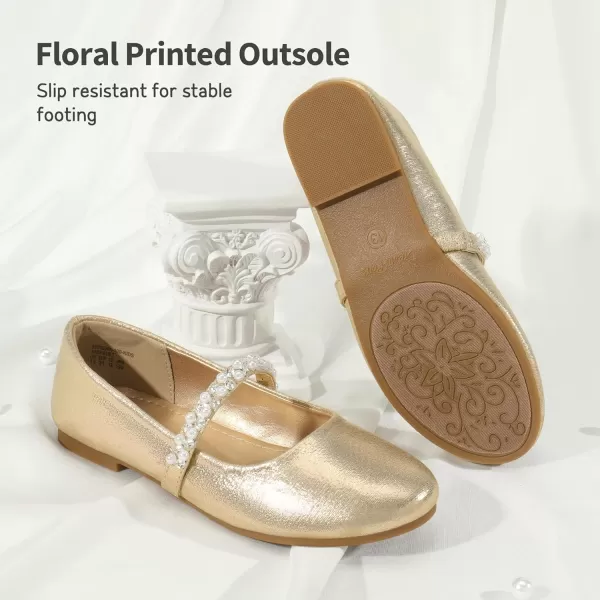 imageDREAM PAIRS Girls ToddlerLittle KidBig Kid Serena100 Mary Jane Ballerina Flat ShoesGold