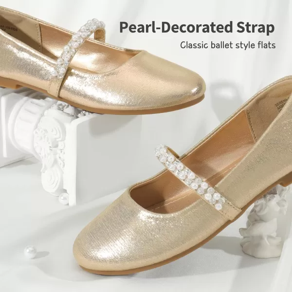 imageDREAM PAIRS Girls ToddlerLittle KidBig Kid Serena100 Mary Jane Ballerina Flat ShoesGold