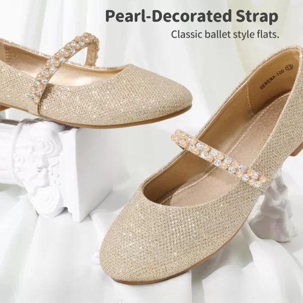 imageDREAM PAIRS Girls ToddlerLittle KidBig Kid Serena100 Mary Jane Ballerina Flat ShoesGoldGlitter