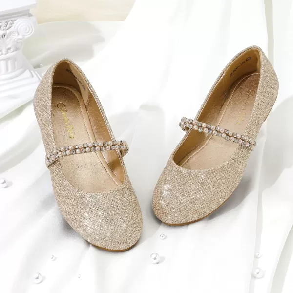 imageDREAM PAIRS Girls ToddlerLittle KidBig Kid Serena100 Mary Jane Ballerina Flat ShoesGoldGlitter