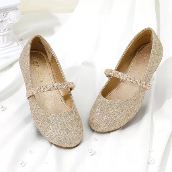imageDREAM PAIRS Girls ToddlerLittle KidBig Kid Serena100 Mary Jane Ballerina Flat ShoesGoldGlitter