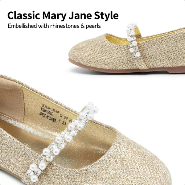 imageDREAM PAIRS Girls ToddlerLittle KidBig Kid Serena100 Mary Jane Ballerina Flat ShoesGoldGlittert