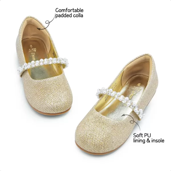 imageDREAM PAIRS Girls ToddlerLittle KidBig Kid Serena100 Mary Jane Ballerina Flat ShoesGoldGlittert