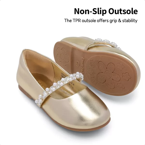 imageDREAM PAIRS Girls ToddlerLittle KidBig Kid Serena100 Mary Jane Ballerina Flat ShoesGoldt