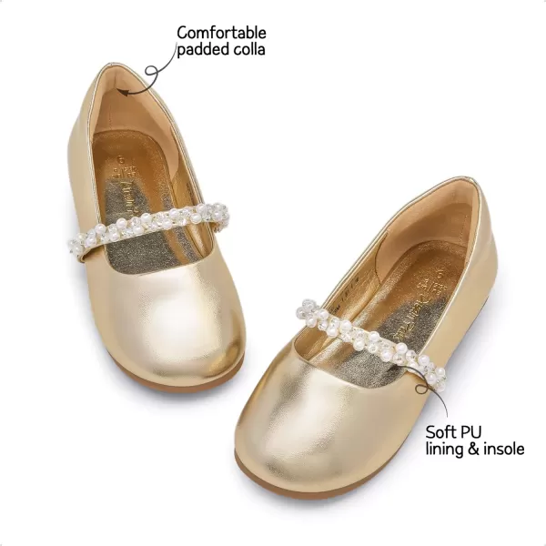 imageDREAM PAIRS Girls ToddlerLittle KidBig Kid Serena100 Mary Jane Ballerina Flat ShoesGoldt
