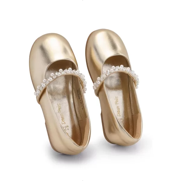imageDREAM PAIRS Girls ToddlerLittle KidBig Kid Serena100 Mary Jane Ballerina Flat ShoesGoldt