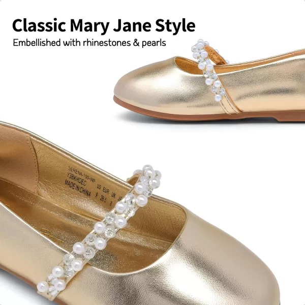 imageDREAM PAIRS Girls ToddlerLittle KidBig Kid Serena100 Mary Jane Ballerina Flat ShoesGoldt