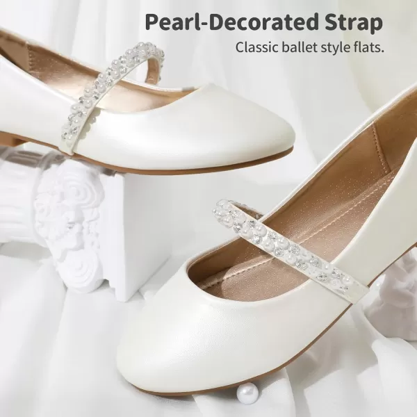 imageDREAM PAIRS Girls ToddlerLittle KidBig Kid Serena100 Mary Jane Ballerina Flat ShoesIvory