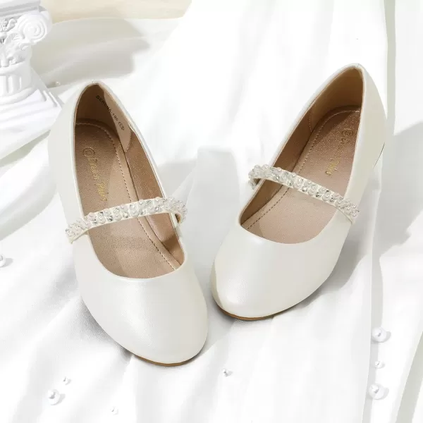 imageDREAM PAIRS Girls ToddlerLittle KidBig Kid Serena100 Mary Jane Ballerina Flat ShoesIvory