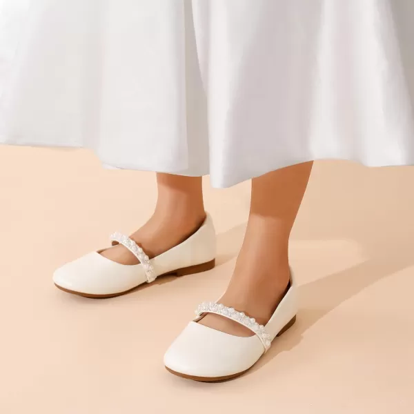 imageDREAM PAIRS Girls ToddlerLittle KidBig Kid Serena100 Mary Jane Ballerina Flat ShoesIvory
