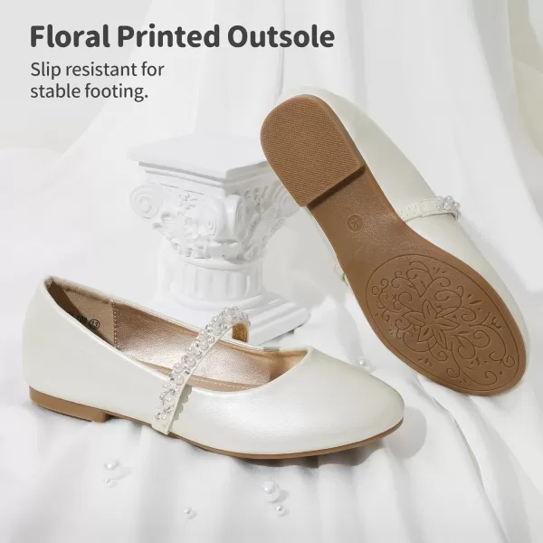 imageDREAM PAIRS Girls ToddlerLittle KidBig Kid Serena100 Mary Jane Ballerina Flat ShoesIvory