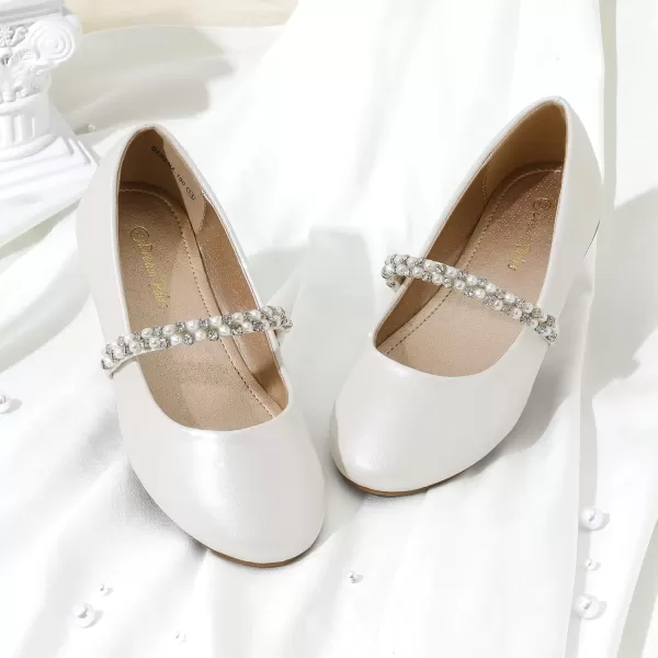 imageDREAM PAIRS Girls ToddlerLittle KidBig Kid Serena100 Mary Jane Ballerina Flat ShoesIvory