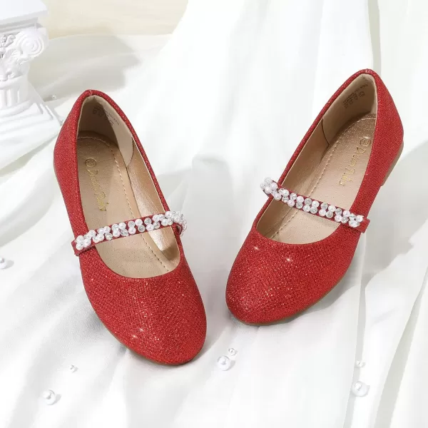 imageDREAM PAIRS Girls ToddlerLittle KidBig Kid Serena100 Mary Jane Ballerina Flat ShoesRedGlitter