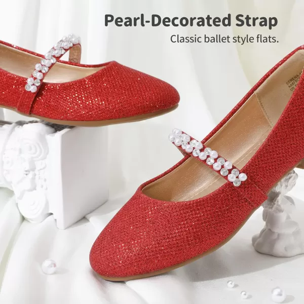 imageDREAM PAIRS Girls ToddlerLittle KidBig Kid Serena100 Mary Jane Ballerina Flat ShoesRedGlitter