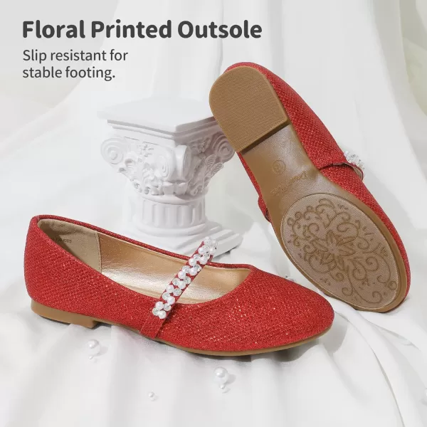 imageDREAM PAIRS Girls ToddlerLittle KidBig Kid Serena100 Mary Jane Ballerina Flat ShoesRedGlitter