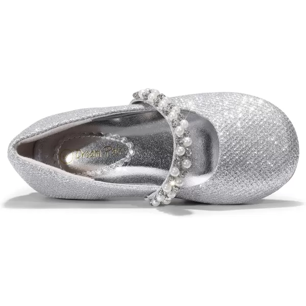 imageDREAM PAIRS Girls ToddlerLittle KidBig Kid Serena100 Mary Jane Ballerina Flat ShoesSilverGlittert
