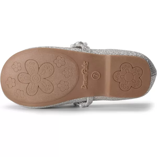 imageDREAM PAIRS Girls ToddlerLittle KidBig Kid Serena100 Mary Jane Ballerina Flat ShoesSilverGlittert