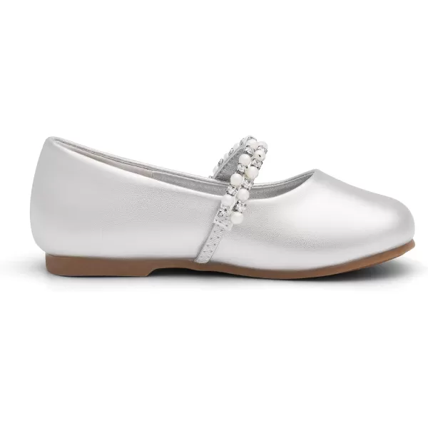imageDREAM PAIRS Girls ToddlerLittle KidBig Kid Serena100 Mary Jane Ballerina Flat ShoesSilvert