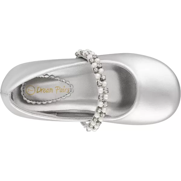 imageDREAM PAIRS Girls ToddlerLittle KidBig Kid Serena100 Mary Jane Ballerina Flat ShoesSilvert