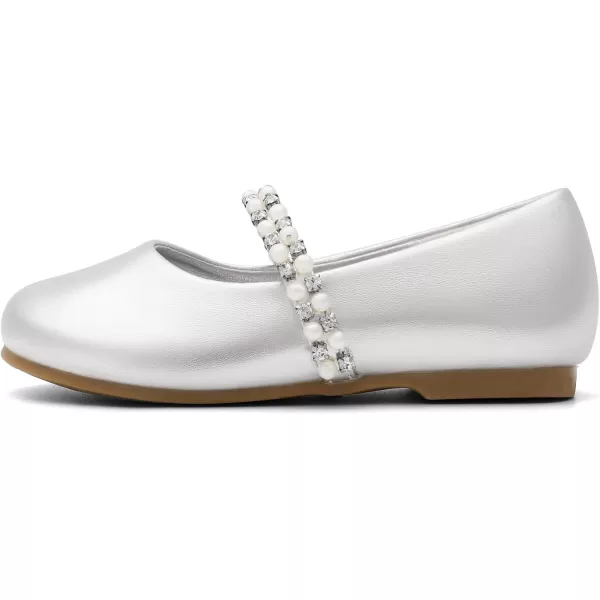 imageDREAM PAIRS Girls ToddlerLittle KidBig Kid Serena100 Mary Jane Ballerina Flat ShoesSilvert