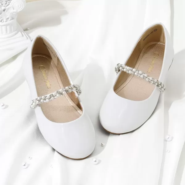 imageDREAM PAIRS Girls ToddlerLittle KidBig Kid Serena100 Mary Jane Ballerina Flat ShoesWhitePat