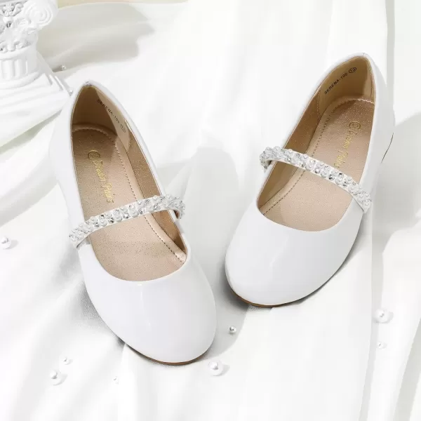 imageDREAM PAIRS Girls ToddlerLittle KidBig Kid Serena100 Mary Jane Ballerina Flat ShoesWhitePat