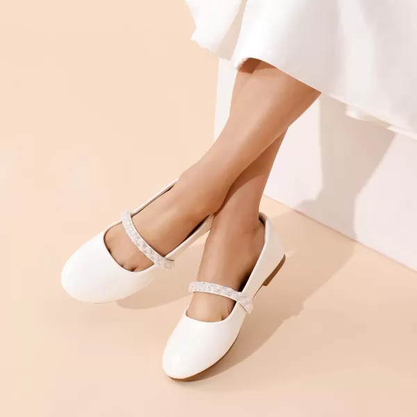 imageDREAM PAIRS Girls ToddlerLittle KidBig Kid Serena100 Mary Jane Ballerina Flat ShoesWhitePat