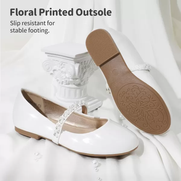 imageDREAM PAIRS Girls ToddlerLittle KidBig Kid Serena100 Mary Jane Ballerina Flat ShoesWhitePat