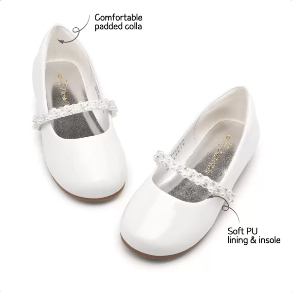 imageDREAM PAIRS Girls ToddlerLittle KidBig Kid Serena100 Mary Jane Ballerina Flat ShoesWhitePatt