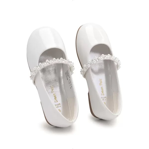 imageDREAM PAIRS Girls ToddlerLittle KidBig Kid Serena100 Mary Jane Ballerina Flat ShoesWhitePatt