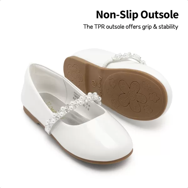 imageDREAM PAIRS Girls ToddlerLittle KidBig Kid Serena100 Mary Jane Ballerina Flat ShoesWhitePatt