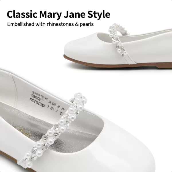imageDREAM PAIRS Girls ToddlerLittle KidBig Kid Serena100 Mary Jane Ballerina Flat ShoesWhitePatt