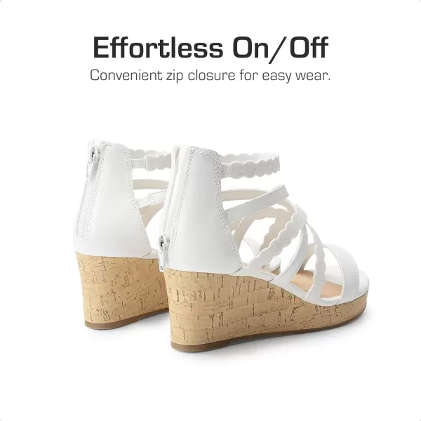 imageDREAM PAIRS Girls Wedge Sandals Summer Flatform Open Toe Platform SandalsWhite