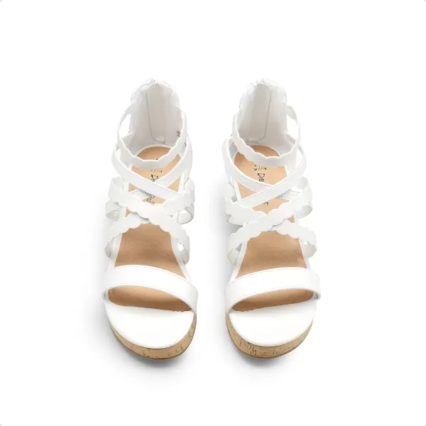 imageDREAM PAIRS Girls Wedge Sandals Summer Flatform Open Toe Platform SandalsWhite