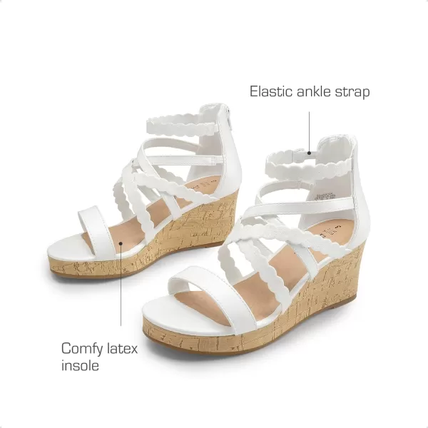 imageDREAM PAIRS Girls Wedge Sandals Summer Flatform Open Toe Platform SandalsWhite