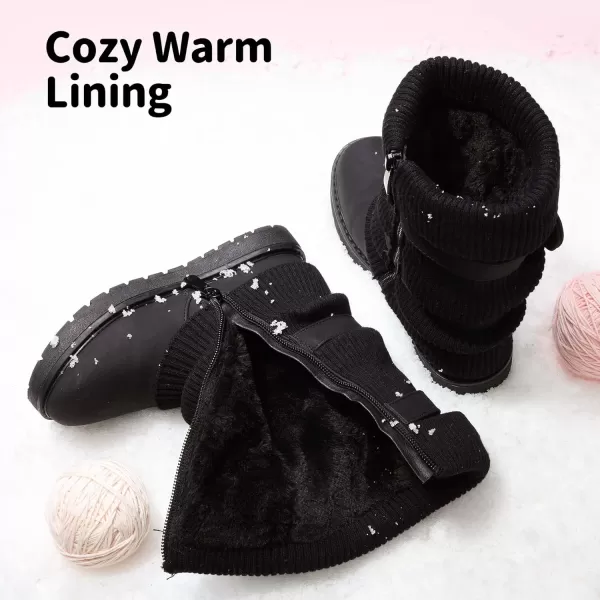 imageDREAM PAIRS Girls Winter Snow Boots Faux Fur Lined Mid Calf ShoesBlack