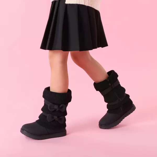 imageDREAM PAIRS Girls Winter Snow Boots Faux Fur Lined Mid Calf ShoesBlack