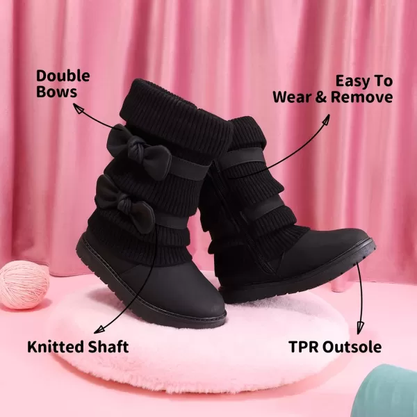 imageDREAM PAIRS Girls Winter Snow Boots Faux Fur Lined Mid Calf ShoesBlack