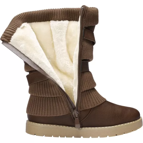 imageDREAM PAIRS Girls Winter Snow Boots Faux Fur Lined Mid Calf ShoesBrown
