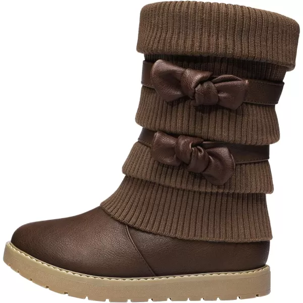 imageDREAM PAIRS Girls Winter Snow Boots Faux Fur Lined Mid Calf ShoesBrown