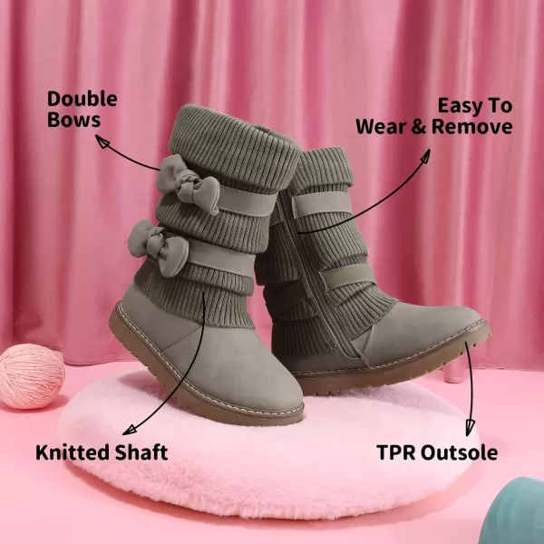imageDREAM PAIRS Girls Winter Snow Boots Faux Fur Lined Mid Calf ShoesGrey Pu