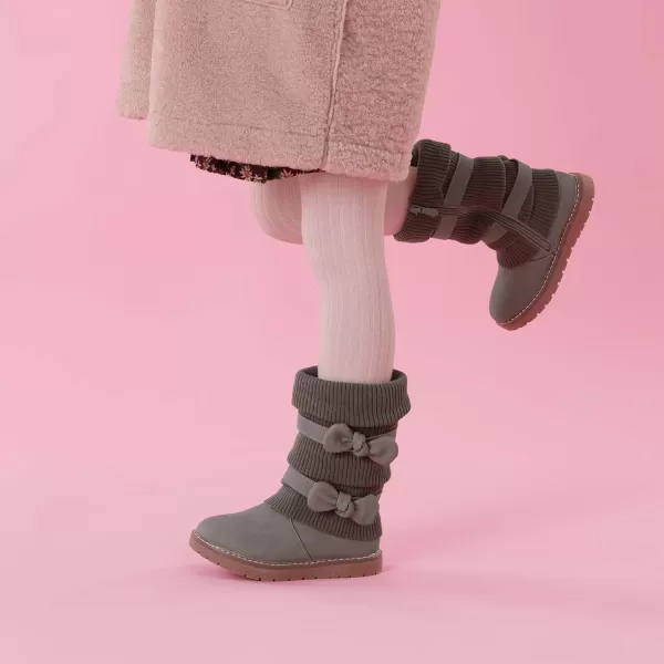imageDREAM PAIRS Girls Winter Snow Boots Faux Fur Lined Mid Calf ShoesGrey Pu