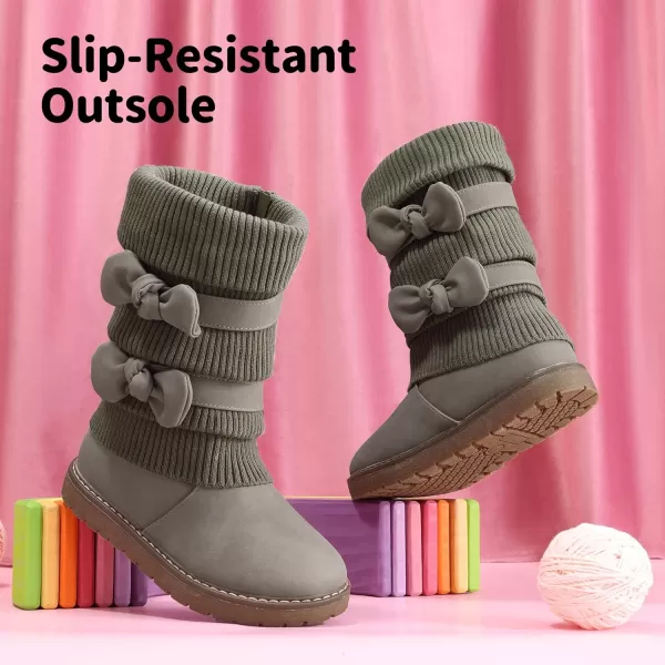 imageDREAM PAIRS Girls Winter Snow Boots Faux Fur Lined Mid Calf ShoesGrey Pu