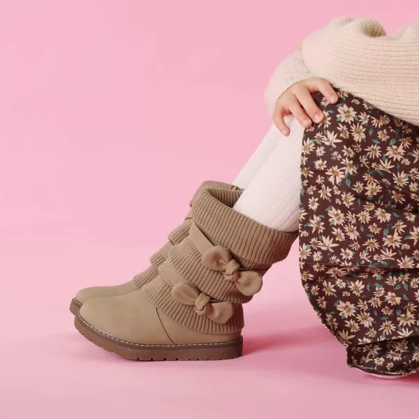 imageDREAM PAIRS Girls Winter Snow Boots Faux Fur Lined Mid Calf ShoesKhaki