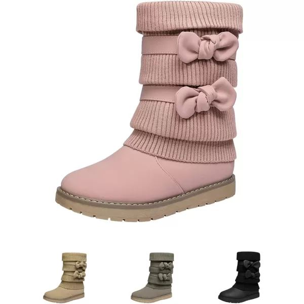 imageDREAM PAIRS Girls Winter Snow Boots Faux Fur Lined Mid Calf ShoesPink