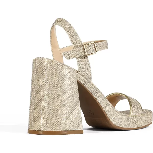 imageDREAM PAIRS Heels for Women Block Chunky Platform High Heels Open Toe Fashion Wedding Party Evening Prom Dance Ankle Strap Dress Pump Sandals ShoesGoldglitter
