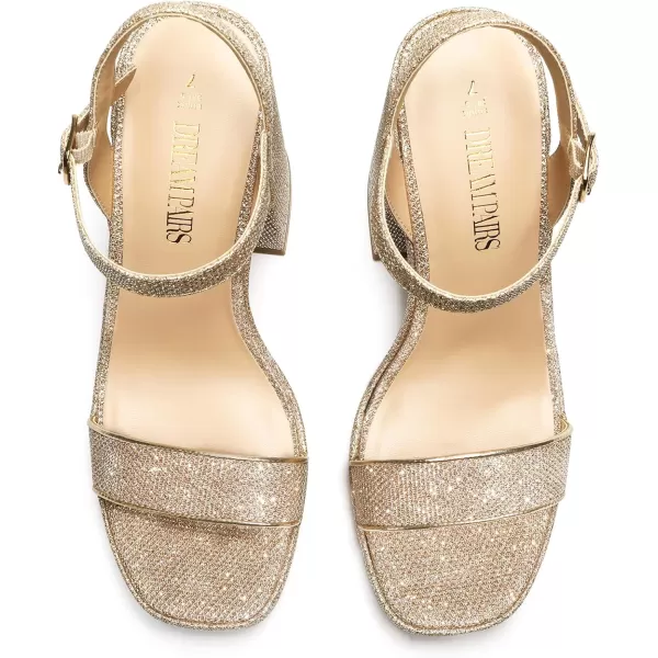 imageDREAM PAIRS Heels for Women Block Chunky Platform High Heels Open Toe Fashion Wedding Party Evening Prom Dance Ankle Strap Dress Pump Sandals ShoesGoldglitter